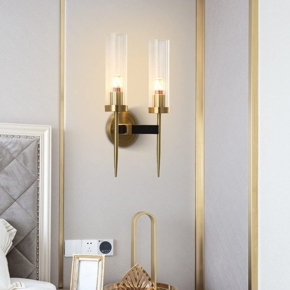 Mid-Century Modern Wall Sconce Indoor Wall Light Clear with Crystal Cylindrical - Picture 6 of 7